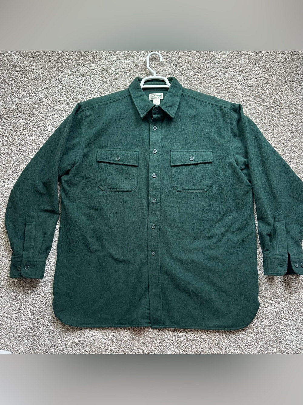 LL Bean Chamois Shirt Mens XL Regular Deep Green Heavyweight Flannel 0MT03 CPO